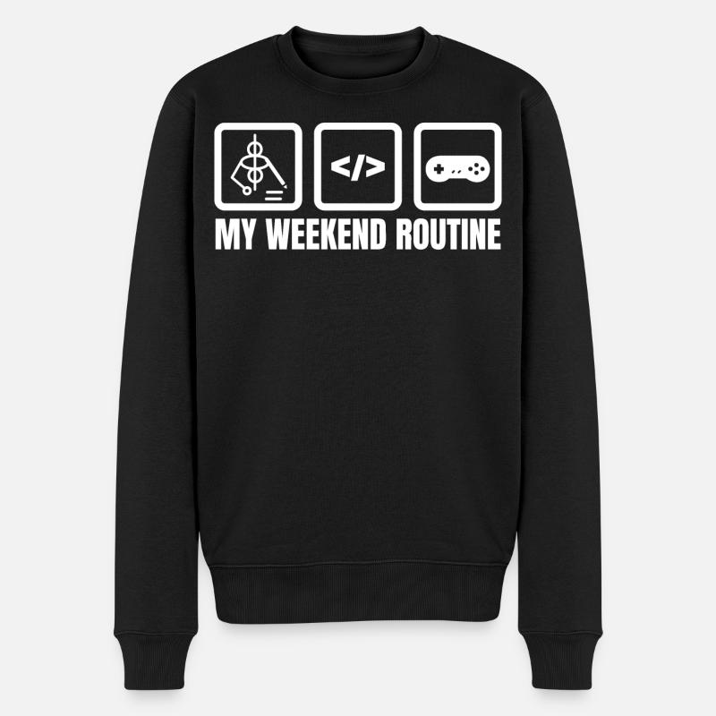 Meine Wochenendroutine - Männer Premium Bio Pullover - Schwarz