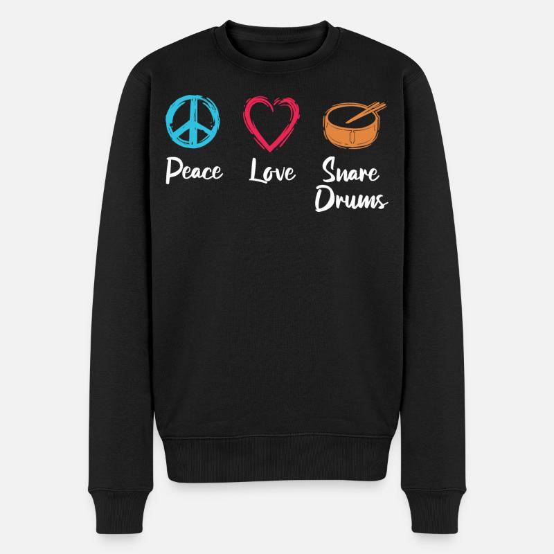 Frieden Liebe Trommel - Männer Premium Bio Pullover - Schwarz