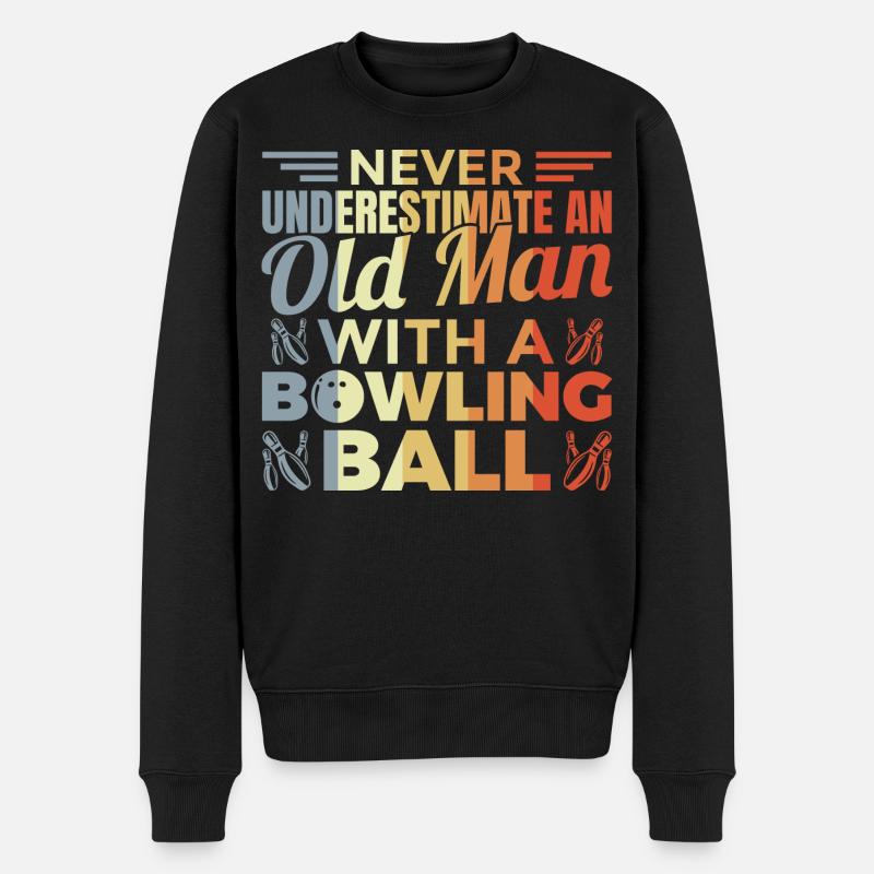Alter Bowlingspieler - Männer Premium Bio Pullover - Schwarz