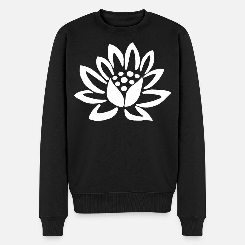 Lotus blanc et la nature - Pull Premium bio Homme - noir