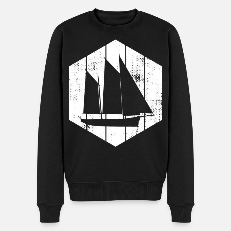 Segelboot - Männer Premium Bio Pullover - Schwarz
