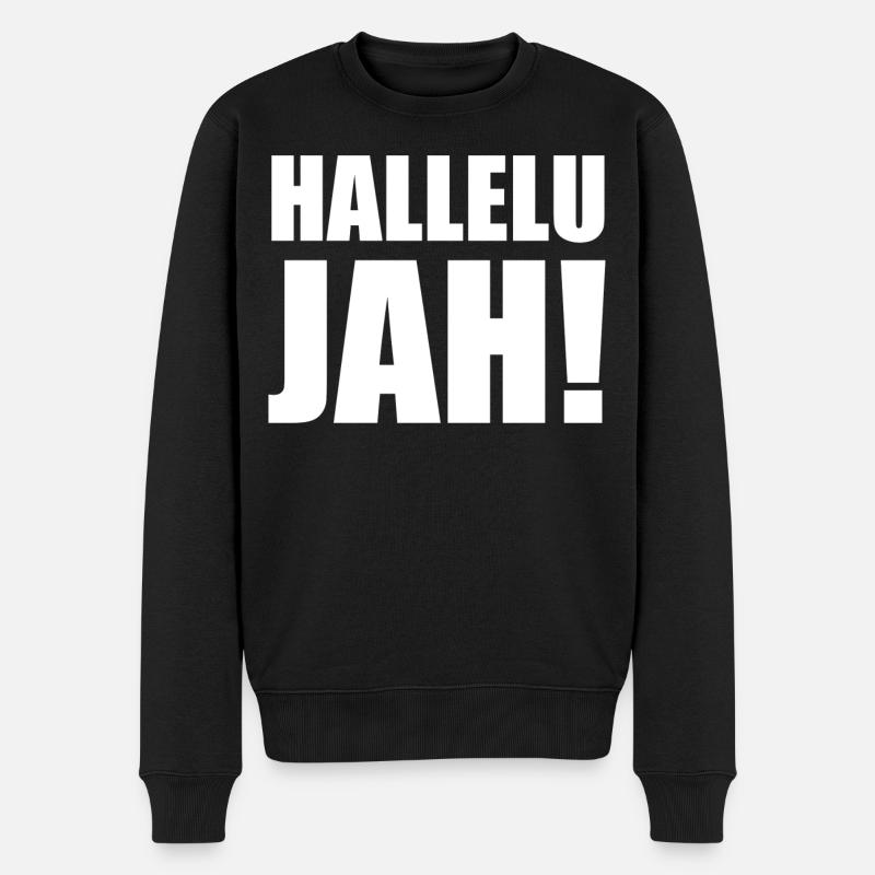 Hallelu Jah weiss - Männer Premium Bio Pullover - Schwarz