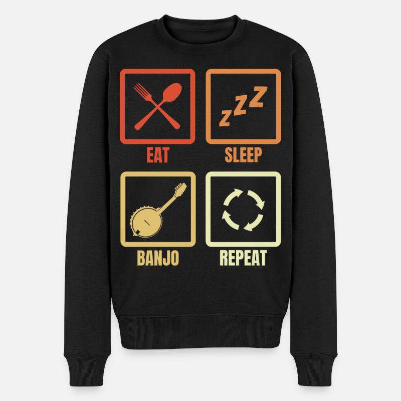 Eat Sleep Banjo Repeat - Männer Premium Bio Pullover - Schwarz