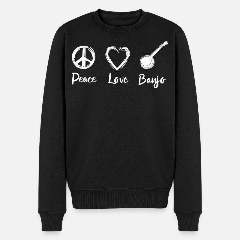 Peace Love Banjo - Pull Premium bio Homme - noir