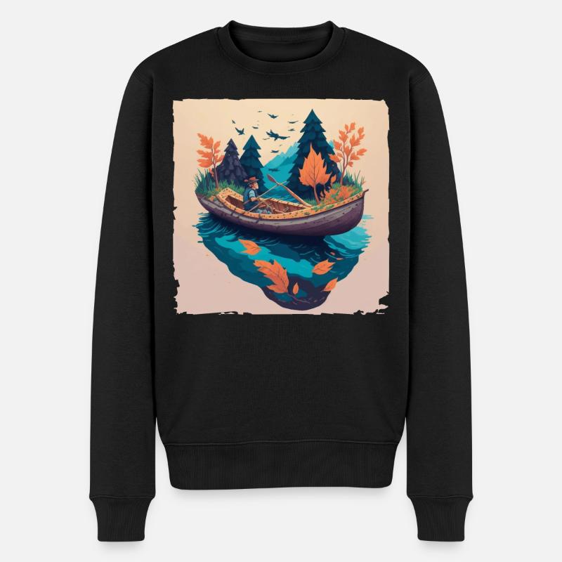 Fantastischer Angler im Herbst - Männer Premium Bio Pullover - Schwarz