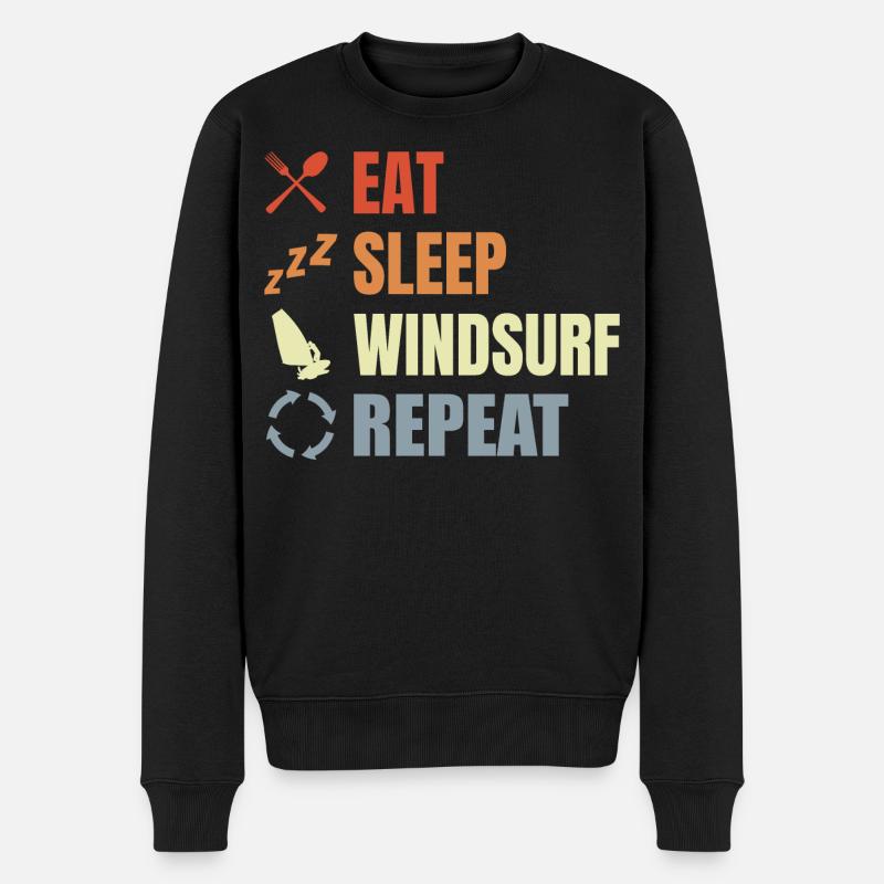 Windsurfer Routine - Männer Premium Bio Pullover - Schwarz