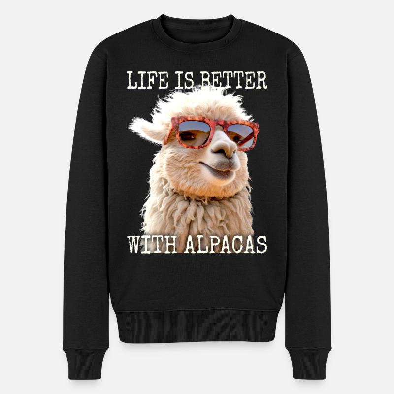 Alpaka Life Is Better With Alpacas Lama Alpakas - Männer Premium Bio Pullover - Schwarz