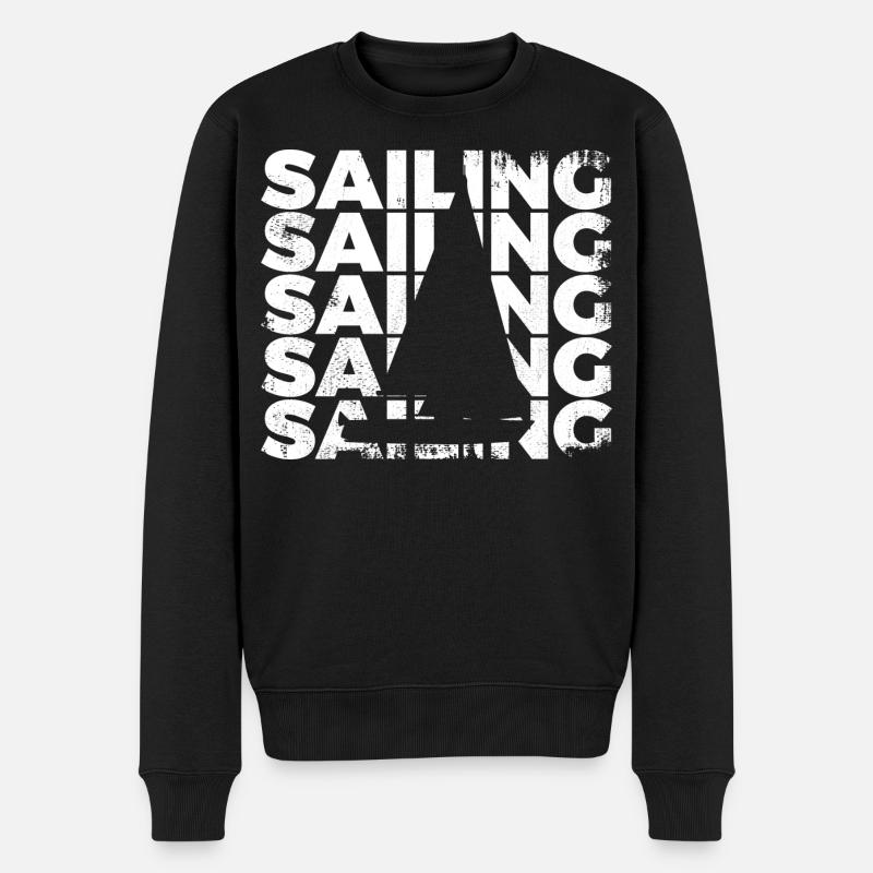 Segelboot - Männer Premium Bio Pullover - Schwarz