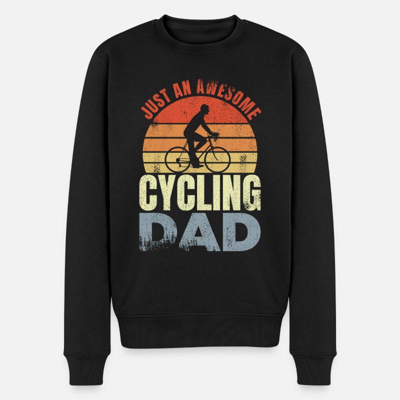 Fahrradfahrer Papa - Männer Premium Bio Pullover - Schwarz
