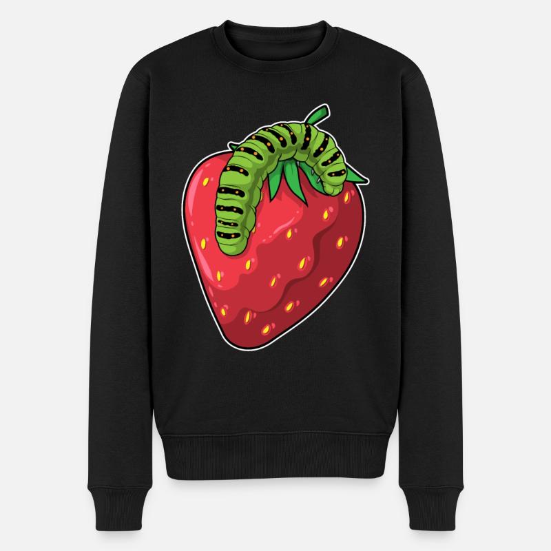 Raupe Erdbeere - Männer Premium Bio Pullover - Schwarz