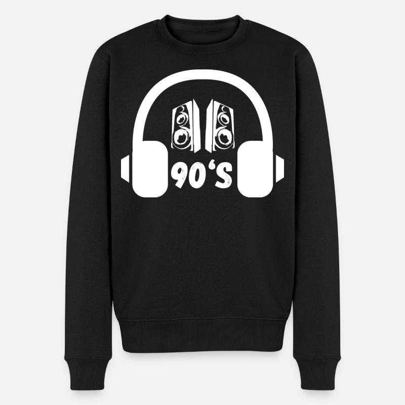 90er Kopfhörer Retro - Männer Premium Bio Pullover - Schwarz