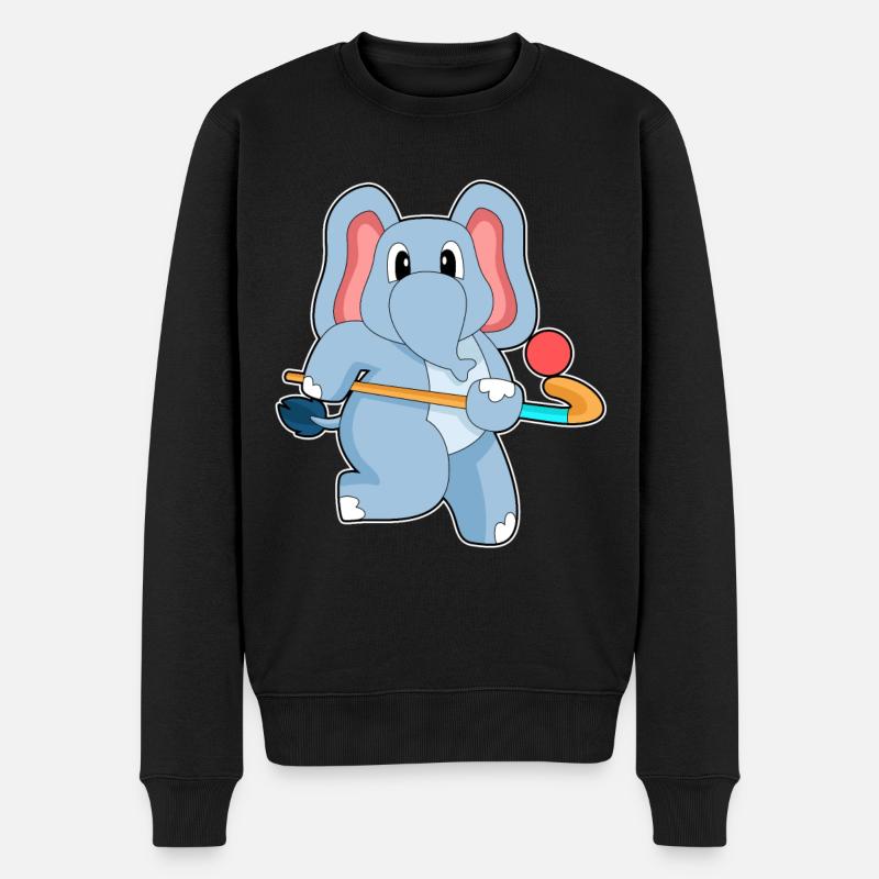 Elefant Feldhockey Feldhockeyschläger - Männer Premium Bio Pullover - Schwarz