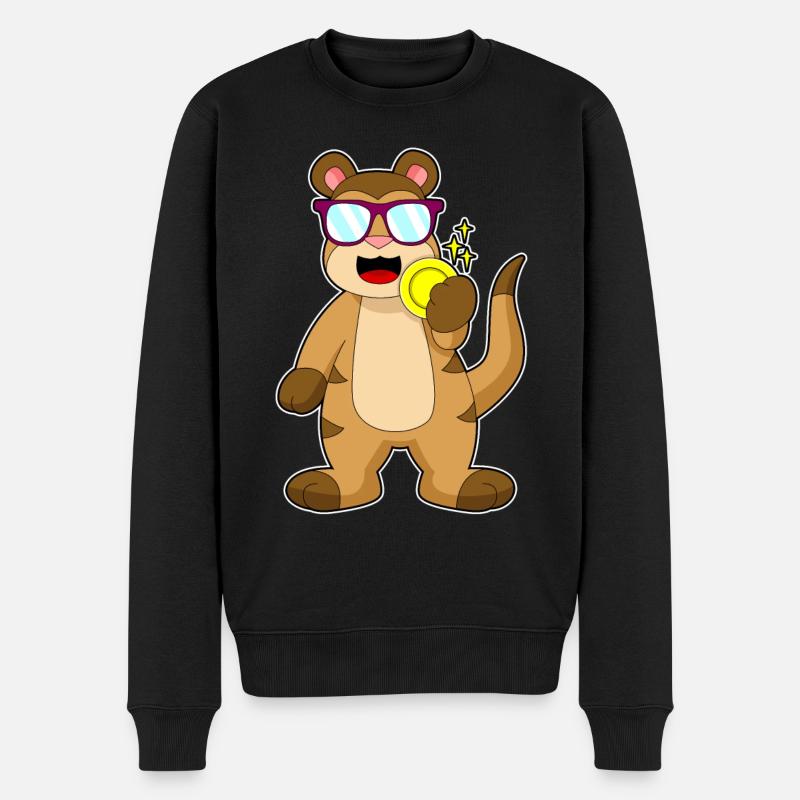 Erdmännchen Goldmünze - Männer Premium Bio Pullover - Schwarz