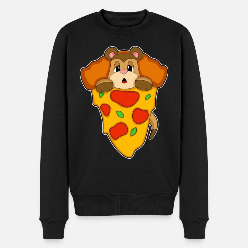Erdmännchen Pizza - Männer Premium Bio Pullover - Schwarz