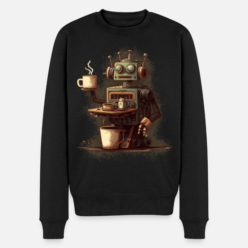 Kaffee kochender Roboter - Männer Premium Bio Pullover - Schwarz
