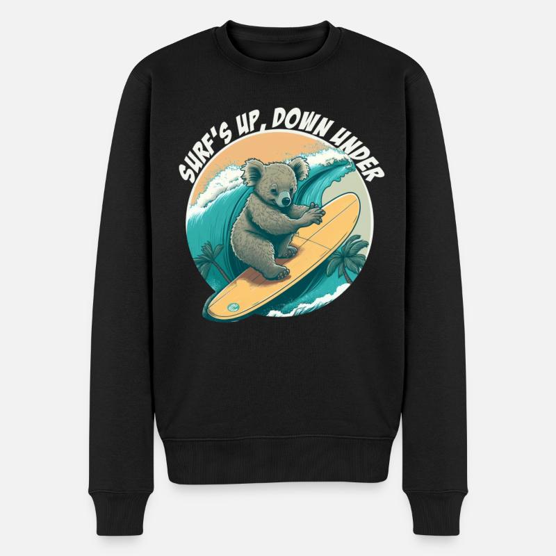Down under surfing koala bear - Men's Premium Organic Jumper - black
