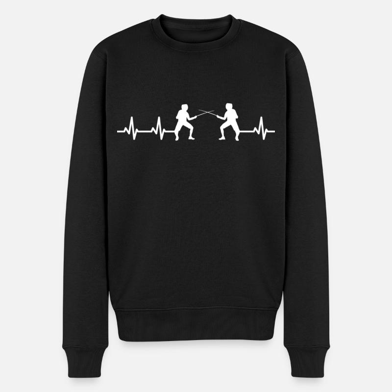 Fechter Herzschlag - Männer Premium Bio Pullover - Schwarz