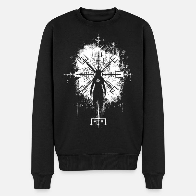 Vegvisir Wikinger Runen Kompass Hexe Okkult - Männer Premium Bio Pullover - Schwarz