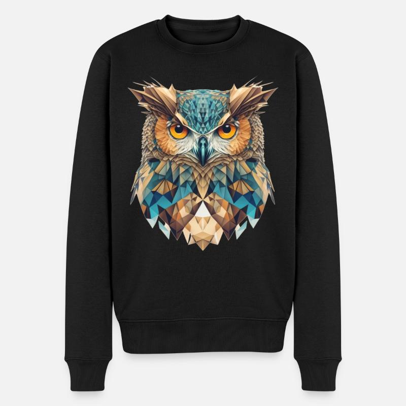 Geometrischer Eulenkopf - Männer Premium Bio Pullover - Schwarz