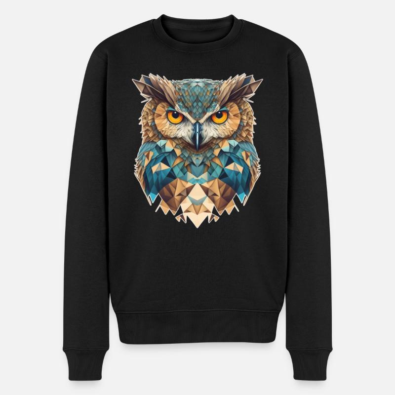 Eulenkopf geometrisch - Männer Premium Bio Pullover - Schwarz