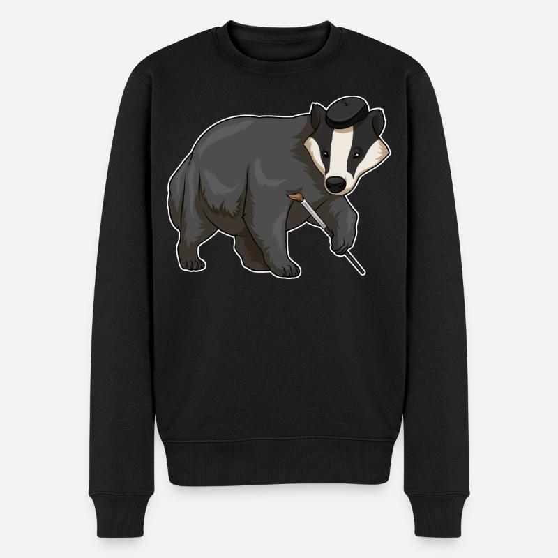 Dachs Malen Pinsel - Männer Premium Bio Pullover - Schwarz