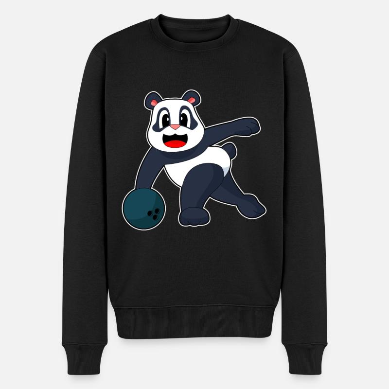 Panda Bowling Bowlingkugel - Männer Premium Bio Pullover - Schwarz