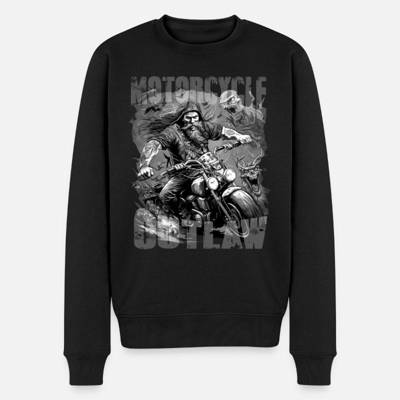 Outlaw Motorcycle Biker schwarz weiss - Männer Premium Bio Pullover - Schwarz