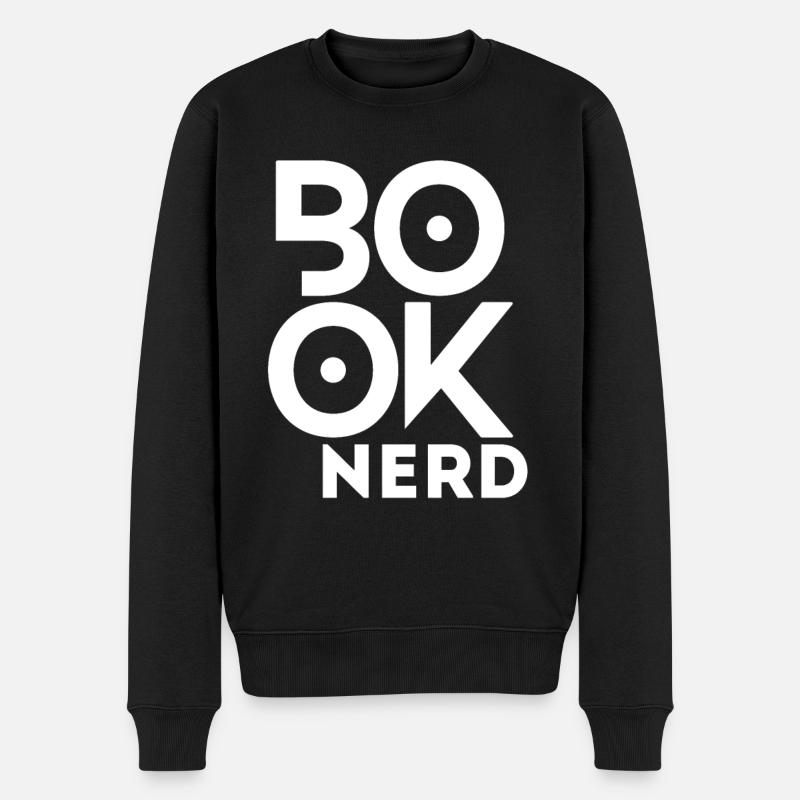 Lustiger Lesebuch-Nerd - Männer Premium Bio Pullover - Schwarz