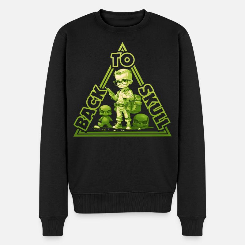 Zurück zur Schule - Grün - Männer Premium Bio Pullover - Schwarz