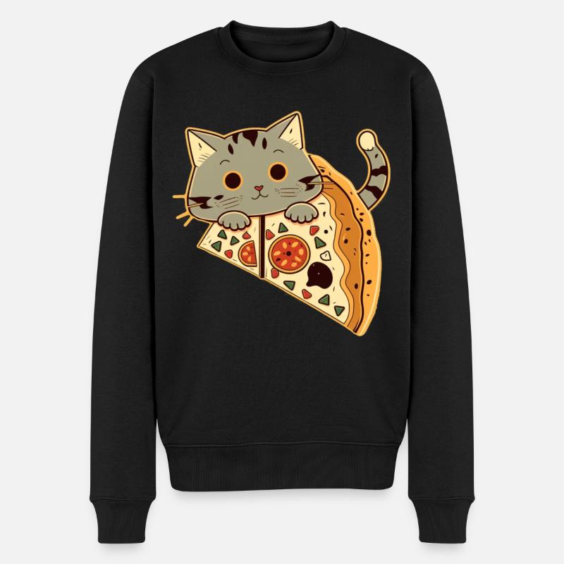 Pizza avec chat - Pull Premium bio Homme - noir
