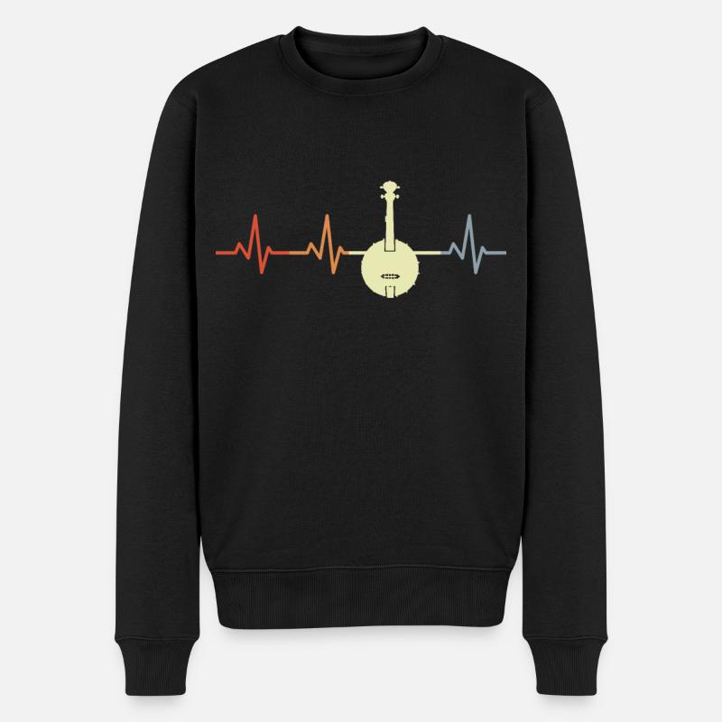 Banjo Herzlinie - Männer Premium Bio Pullover - Schwarz