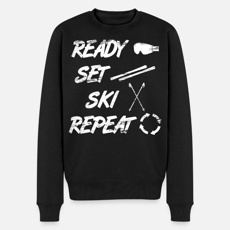 Spruch Skifahrer - Männer Premium Bio Pullover - Schwarz
