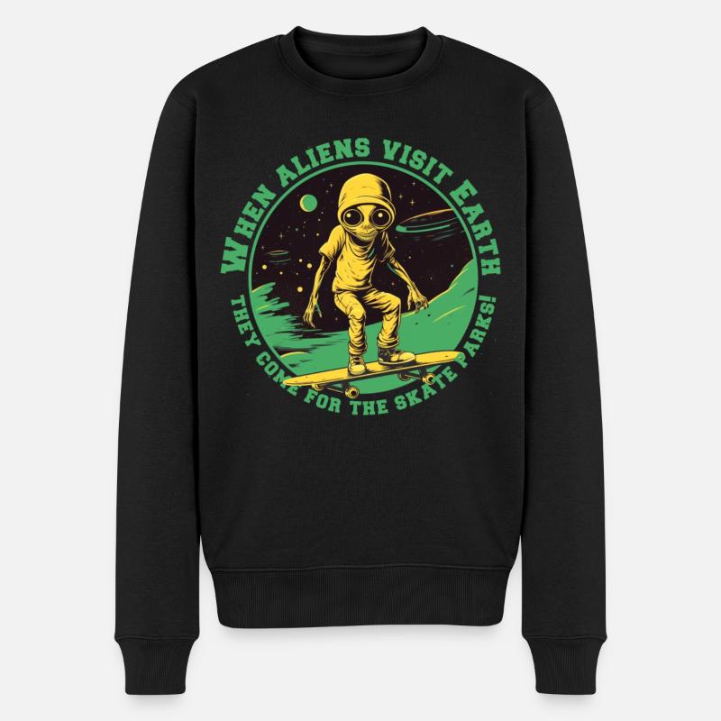 Skaterals dans l’espace avec lettrage - Pull Premium bio Homme - noir