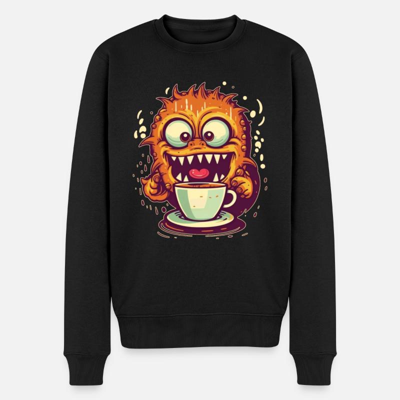 Kaffeemonster - Männer Premium Bio Pullover - Schwarz