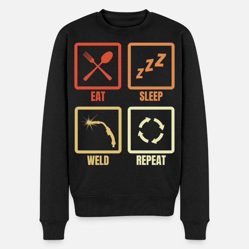 Manger Sommeil Soudure Répéter - Pull Premium bio Homme - noir