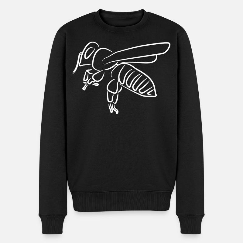 Honigbiene Zeichnung - Männer Premium Bio Pullover - Schwarz