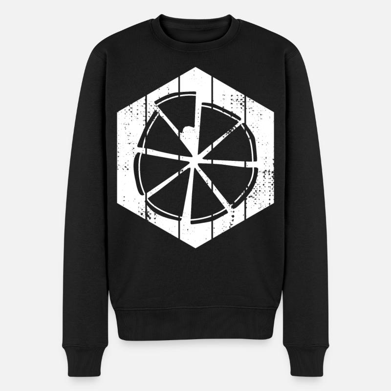 Pizza Zeichnung - Männer Premium Bio Pullover - Schwarz