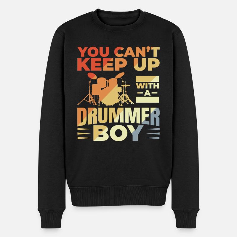 Schlagzeuger Junge - Männer Premium Bio Pullover - Schwarz