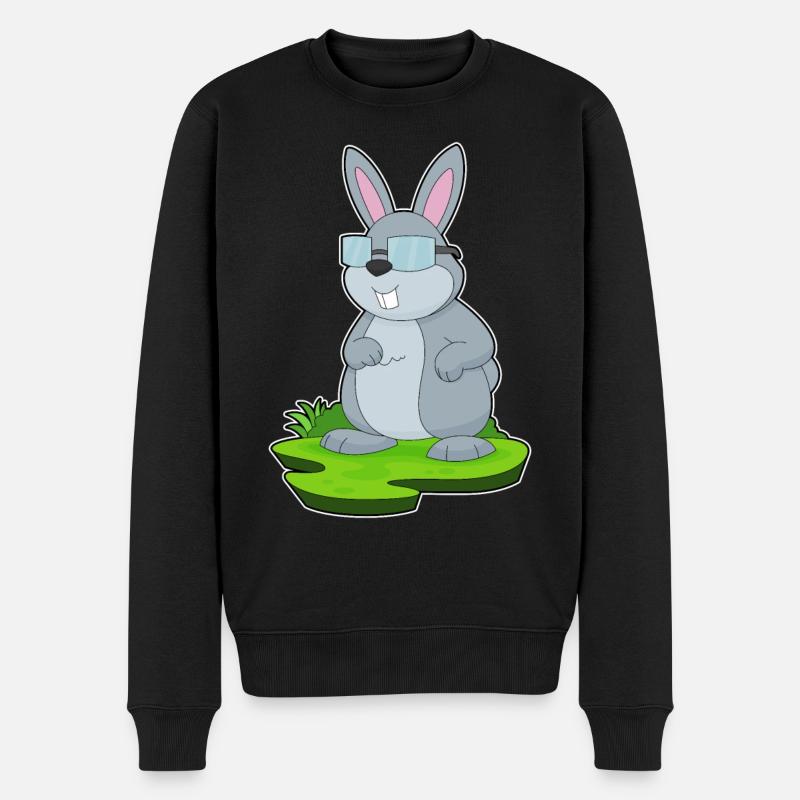 Hase Brille - Männer Premium Bio Pullover - Schwarz