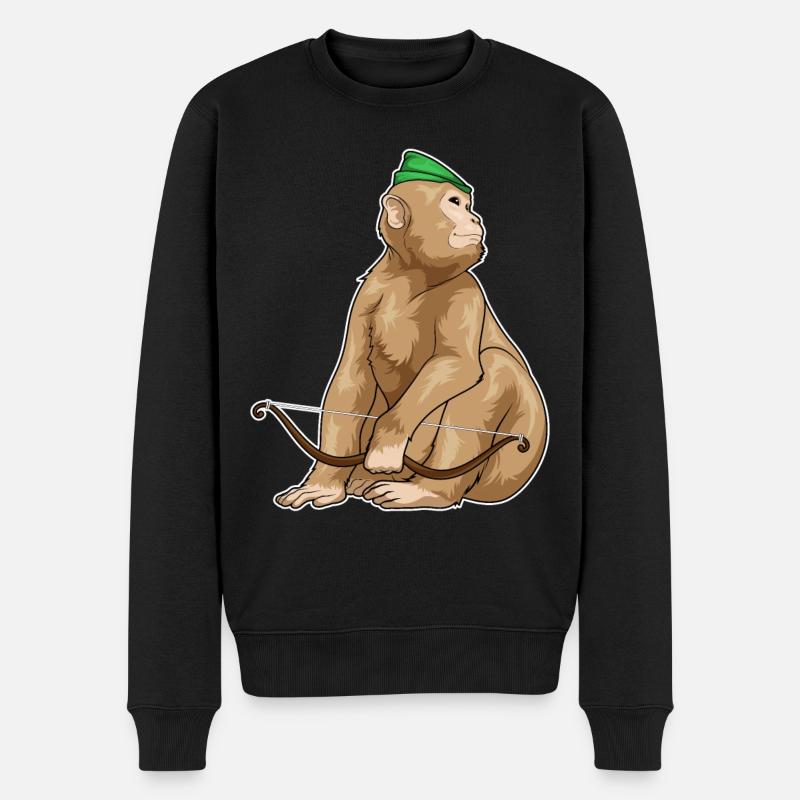 Affe Bogenschütze Bogen - Männer Premium Bio Pullover - Schwarz