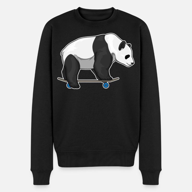 Panda Skater Skateboard - Männer Premium Bio Pullover - Schwarz