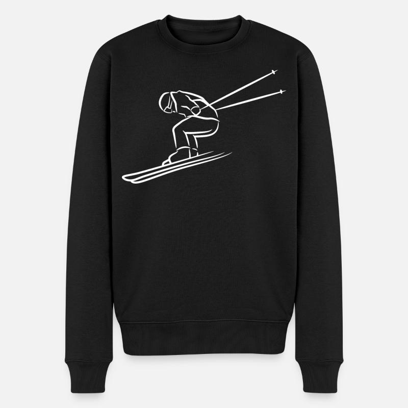 Skifahrer Zeichnung - Männer Premium Bio Pullover - Schwarz
