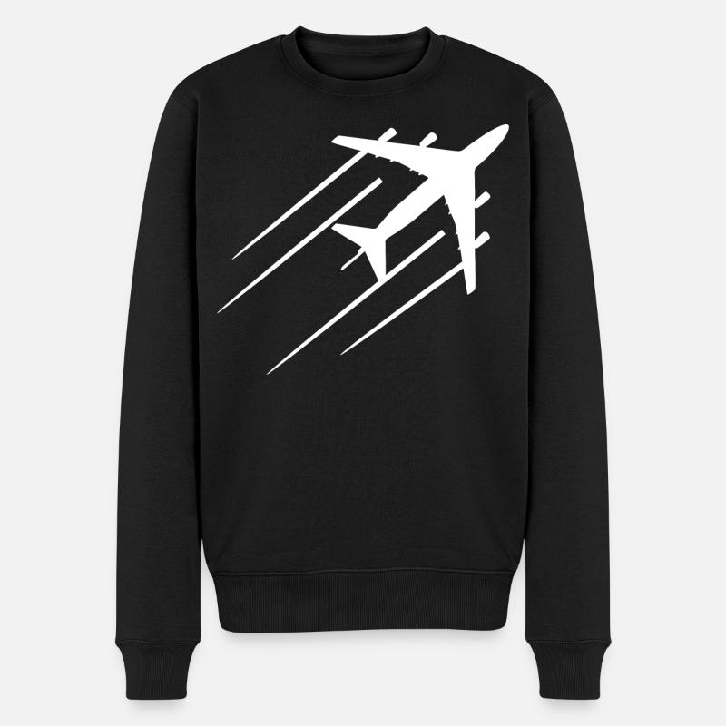 Flugzeug - Männer Premium Bio Pullover - Schwarz