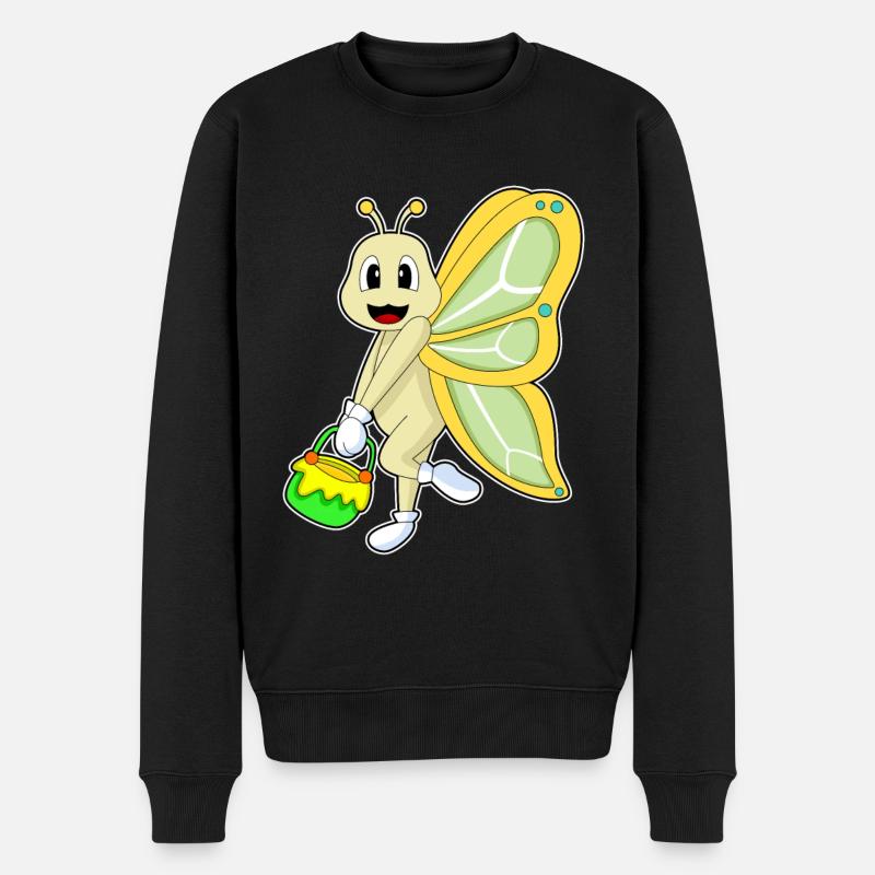 Schmetterling Honig - Männer Premium Bio Pullover - Schwarz