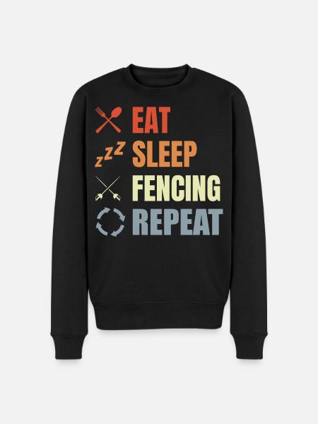Eat Sleep Fencing Repeat - Männer Premium Bio Pullover - Schwarz
