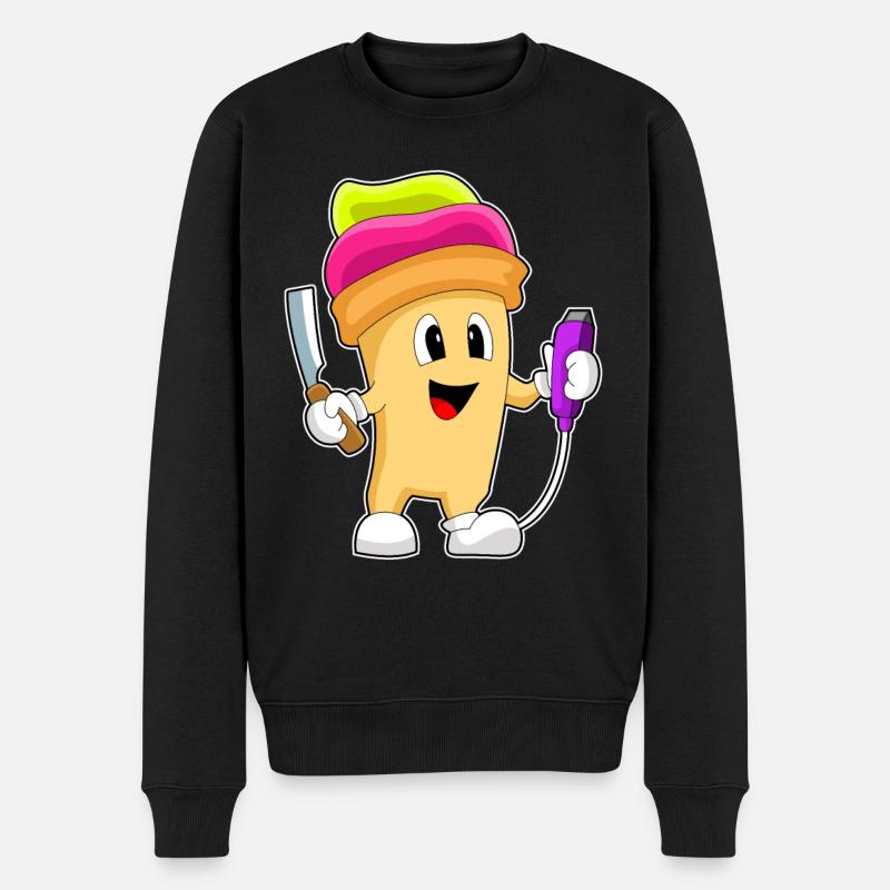 Cupcake Friseur Rasierer - Männer Premium Bio Pullover - Schwarz