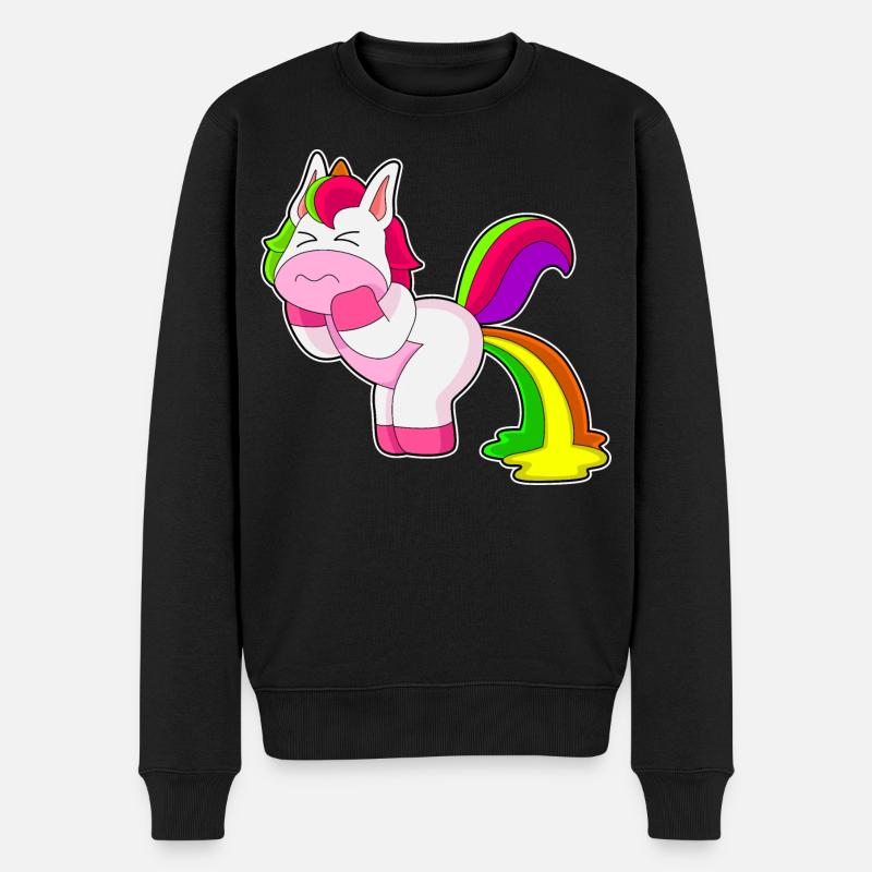 Einhorn Regenbogen - Männer Premium Bio Pullover - Schwarz