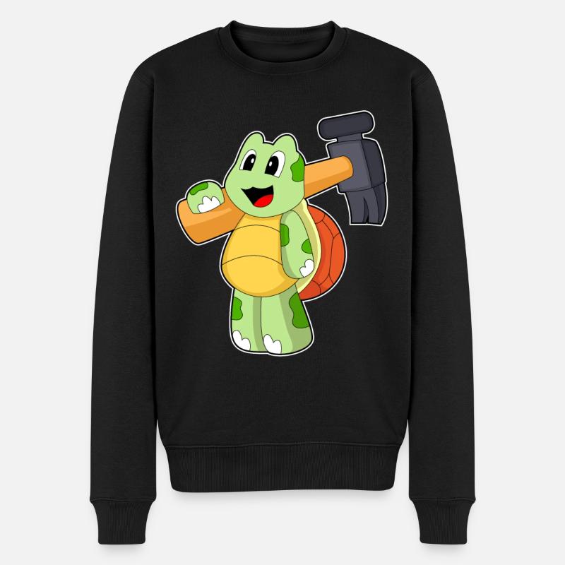 Schildkröte Handwerker Hammer - Männer Premium Bio Pullover - Schwarz