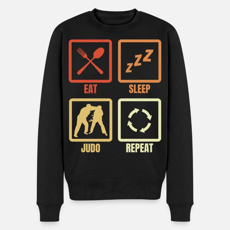 Eat Sleep Judo Repeat - Männer Premium Bio Pullover - Schwarz