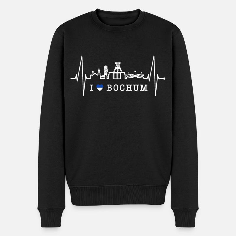 Bochum Herzschlag Bochumer Skyline Heimat Ruhrpott - Männer Premium Bio Pullover - Schwarz